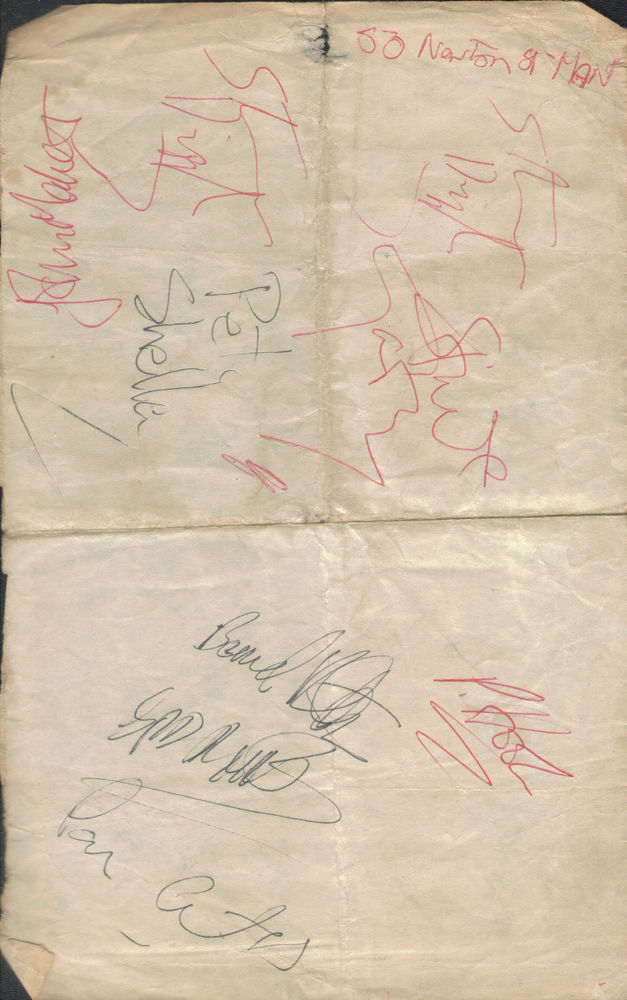 Autographs of The Buzzcocks and Joy Division