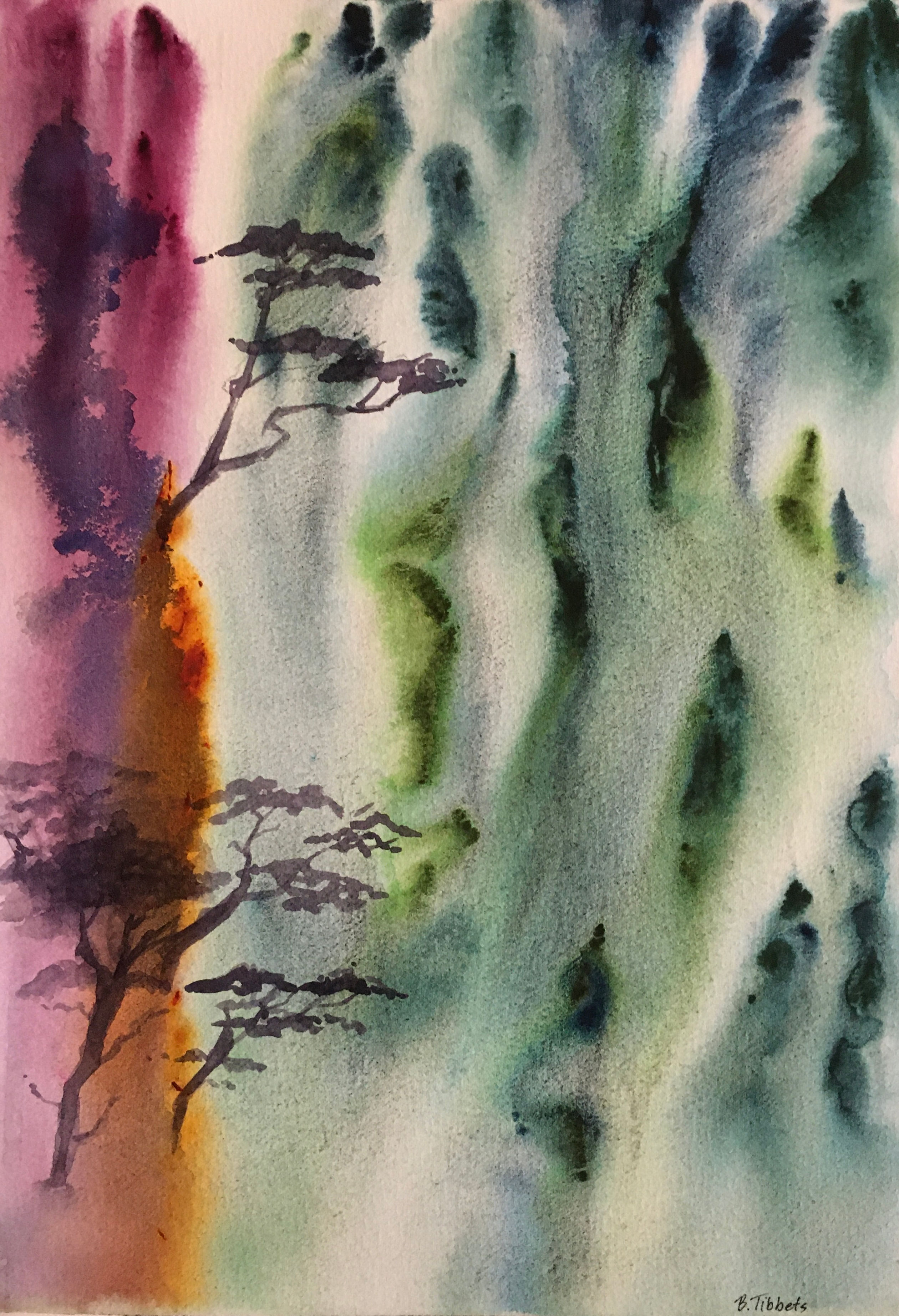 “Cliffside Falls" 15 x 11 inch   Original Watercolor on Paper