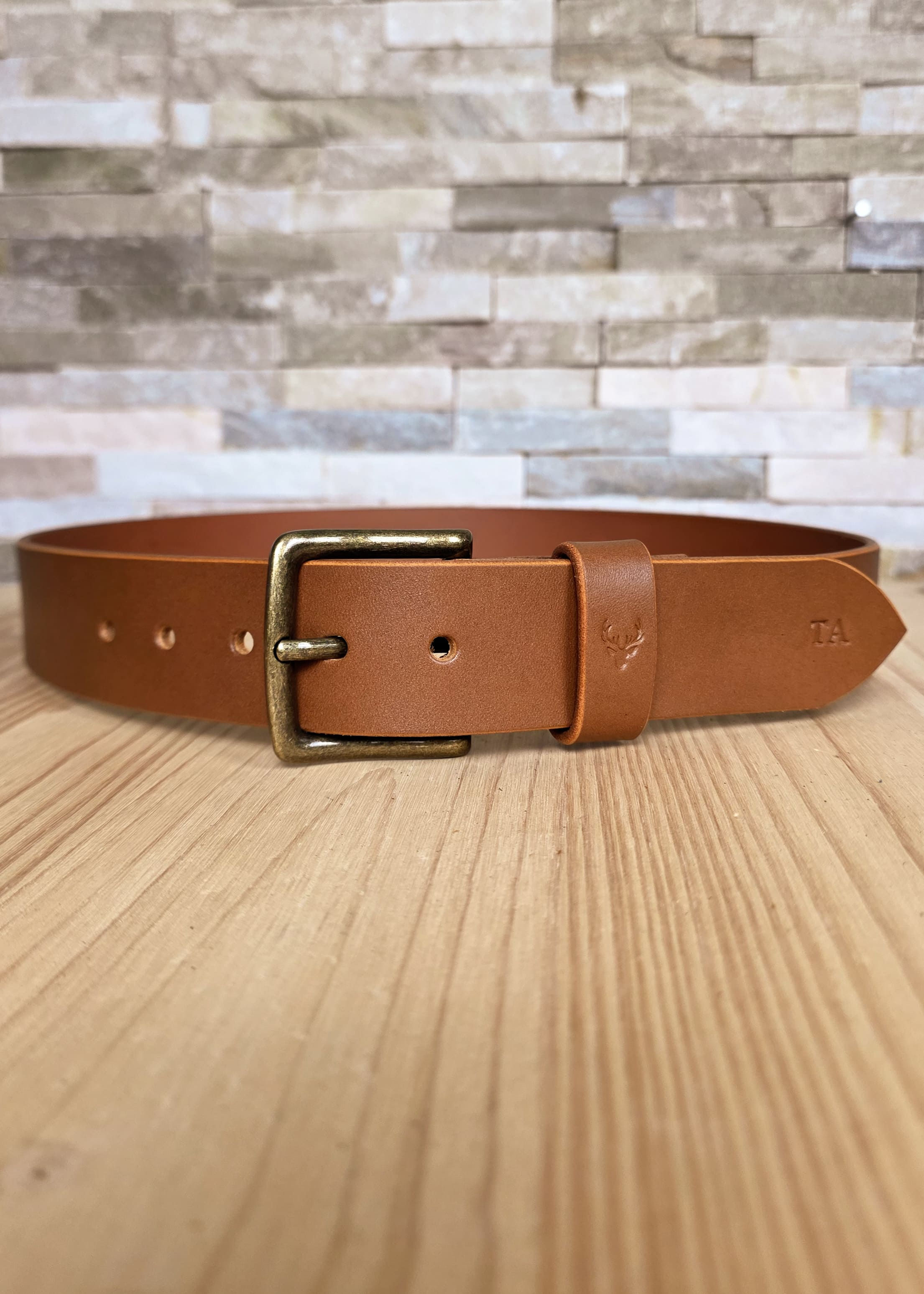 ceinture cuir camel artisanale solide