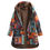 Thumbnail: Women Vintage Loose Hooded Coat Floral Printed Fleeces Lining Buttoned Plus Siz