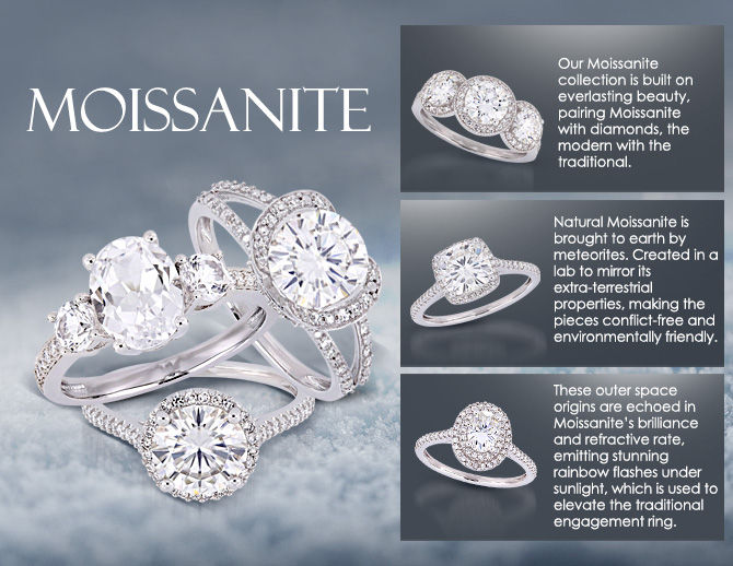 Thumbnail: 1-1/2 Carat T.G.W. Moissanite 10k White Gold Vintage Bridal Set