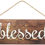 Thumbnail: Brown Rustic Wooden Blessed Sign - 15" x 5", Vintage, Thanksgiving Wreath, Chri