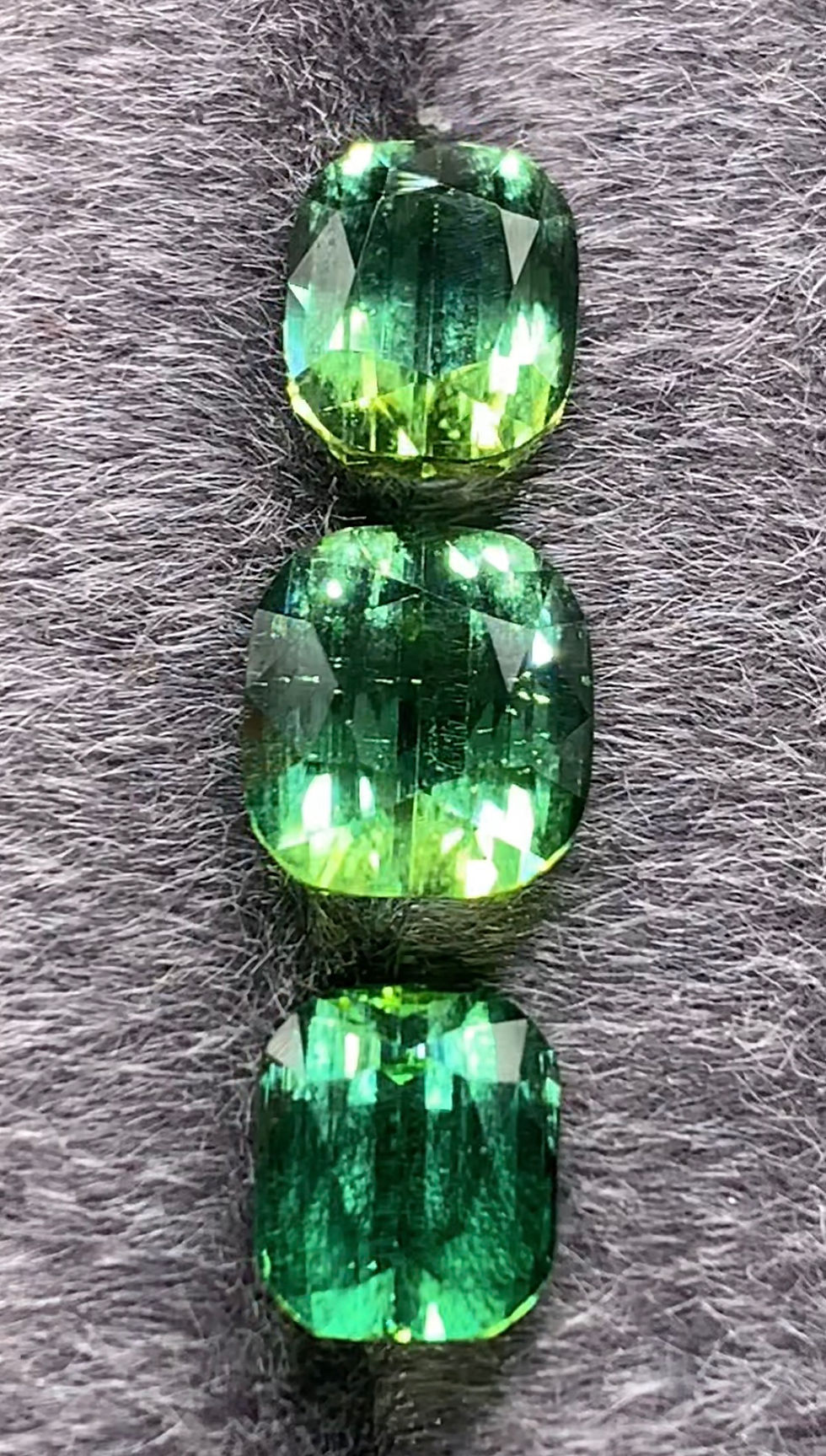 Thumbnail: 7.85Ct Natural Exquisite Eye Clean Vivid Green Tourmaline Collection: Set of 3