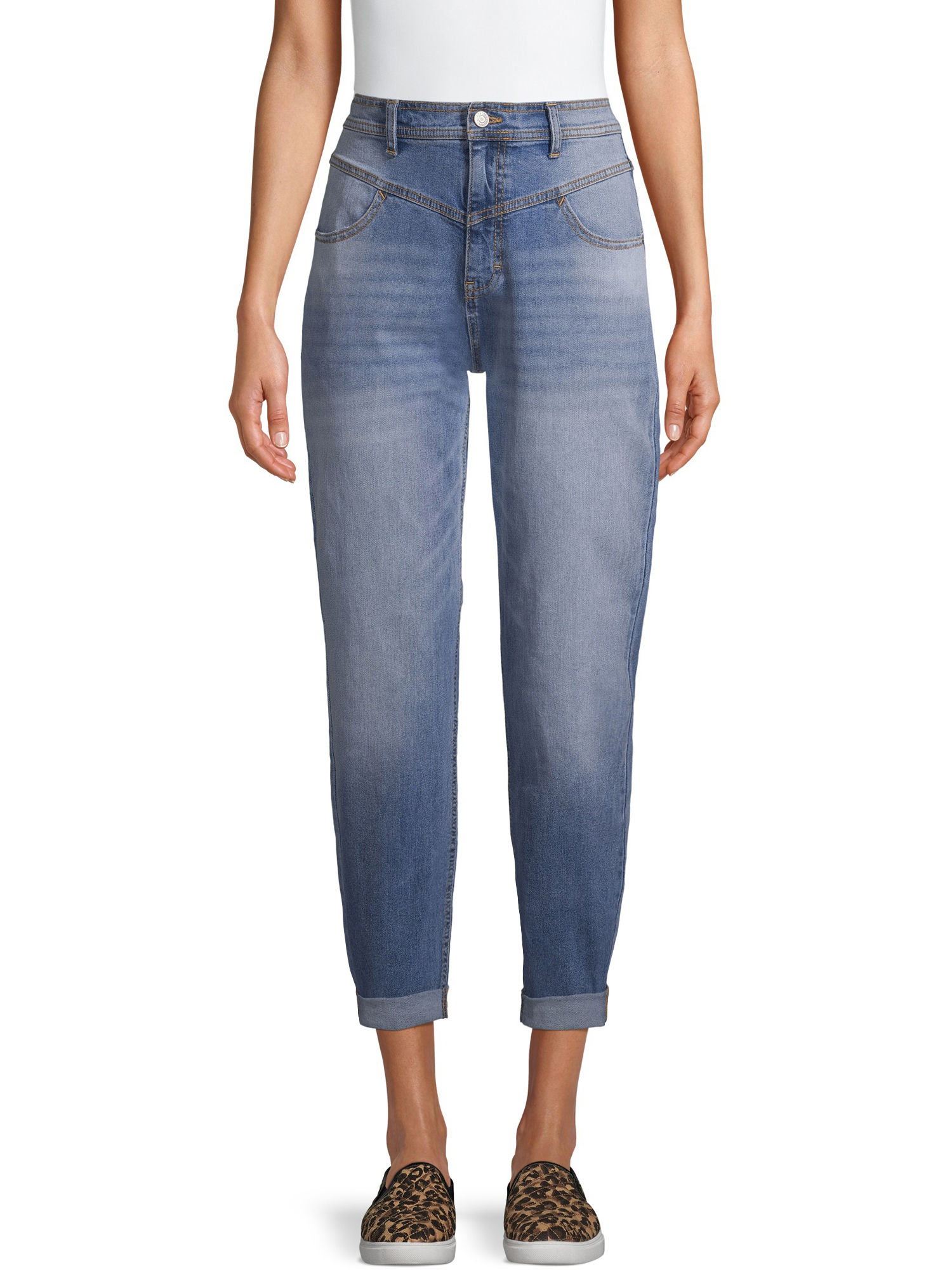 Jordache Vintage Women's Cher High Rise Yoke Front Mom Jeans