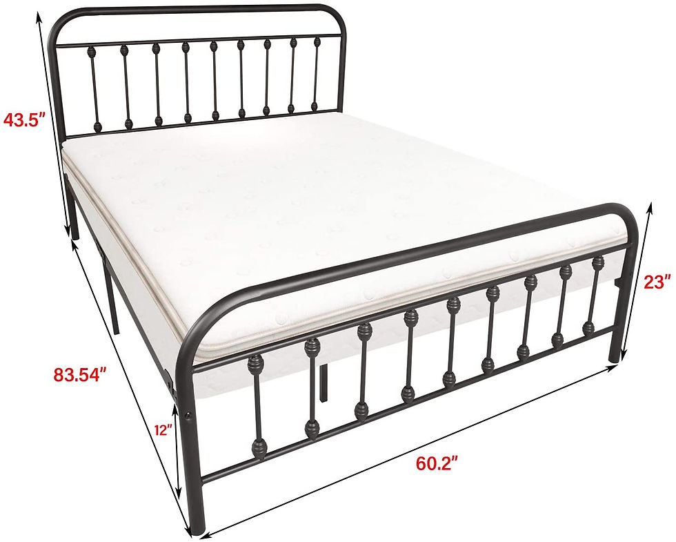 Thumbnail: Victorian Vintage Style Platform Metal Bed Frame Foundation Headboard Footboard