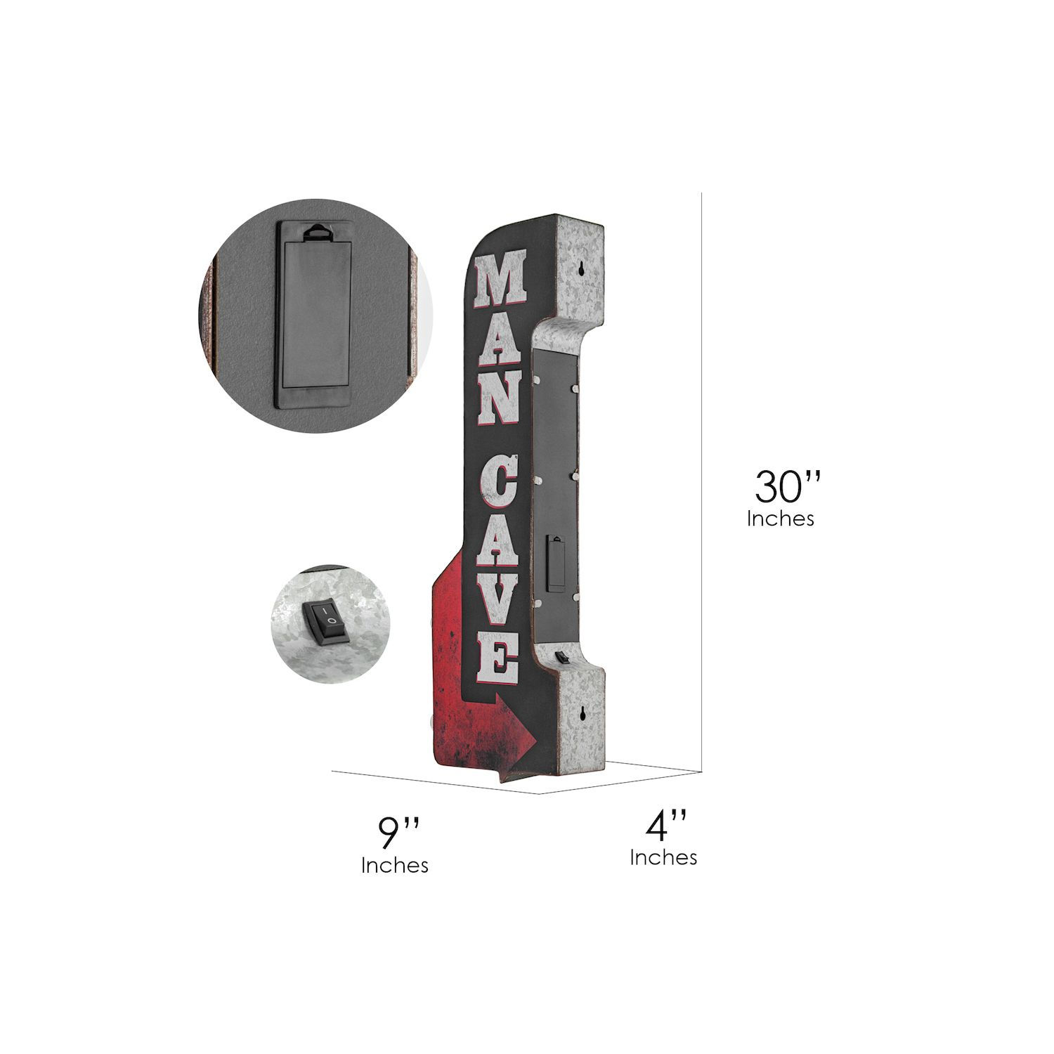 Man Cave Vintage LED Marquee Arrow Sign