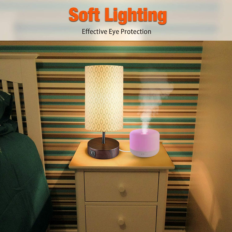 Thumbnail: 3-Way Touch Control Dimmable Table Lamp Modern Bedside Nightstand Lamps, with 2