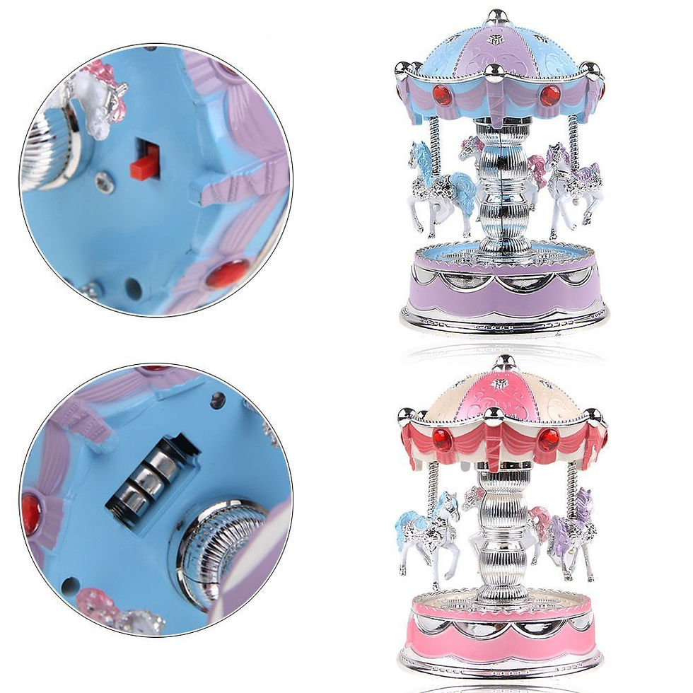 Thumbnail: Vintage Horse Carousel Music Box Toy Light Clockwork Musical Birthday Gifts