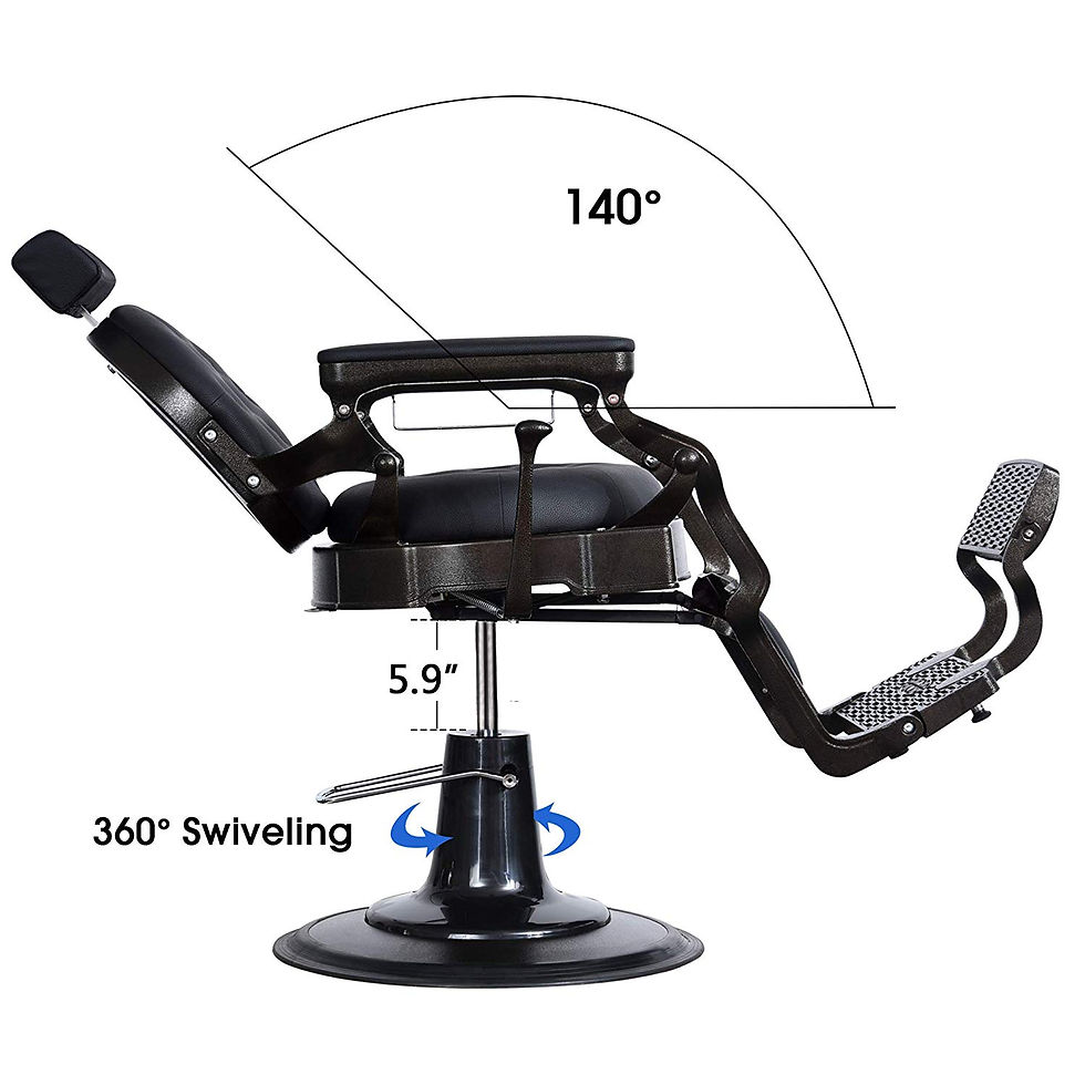 Thumbnail: BarberPub Vintage Barber Chair Heavy Duty Metal Frame All Purpose Hydraulic Rec