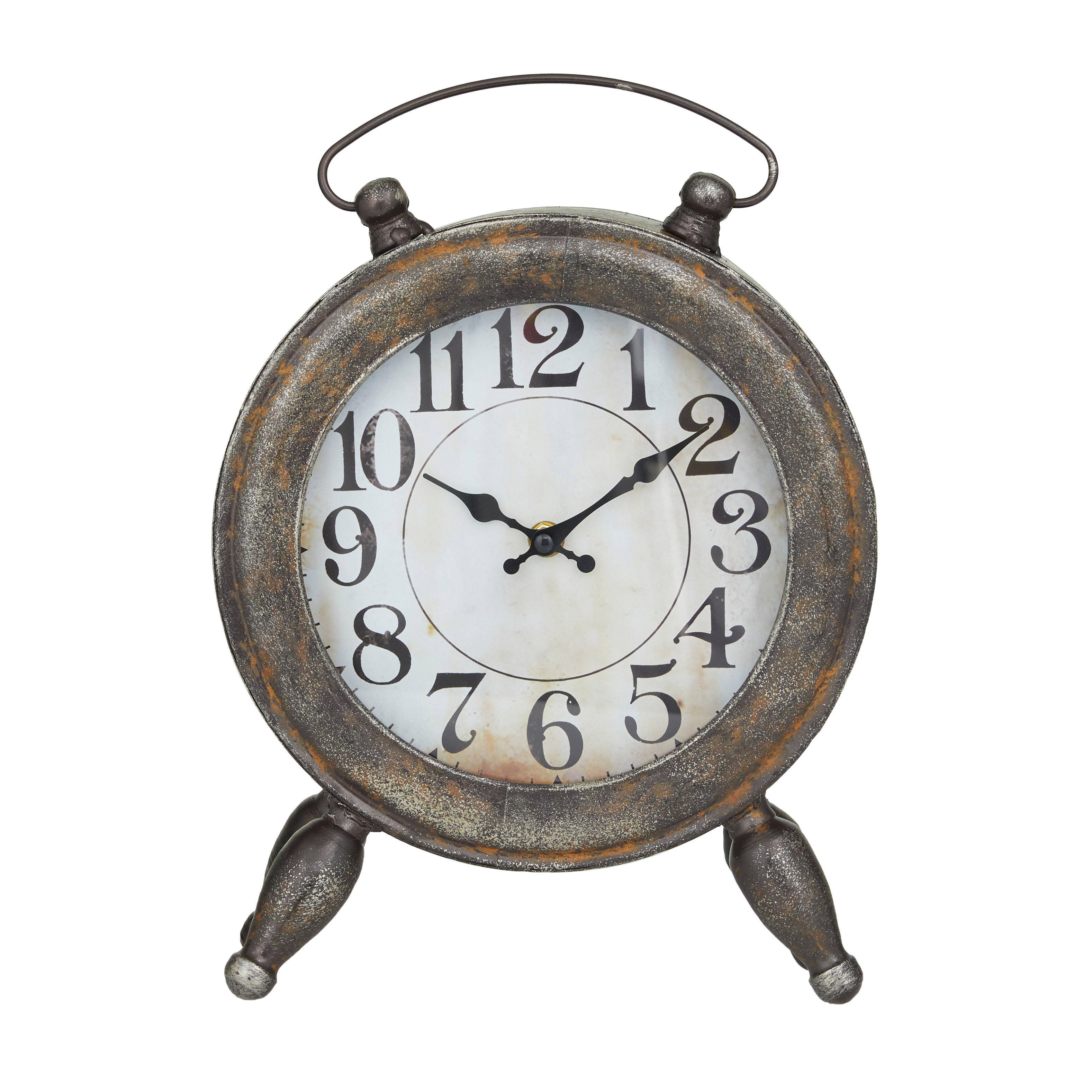 DecMode 13"H, 10"W Metal Dark Brown Analog Vintage Tabletop Clock, 1 - Piece