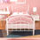 Thumbnail: Mecor Twin XL Curved Metal Bed Frame - Princess White Platform Bed Frame with V