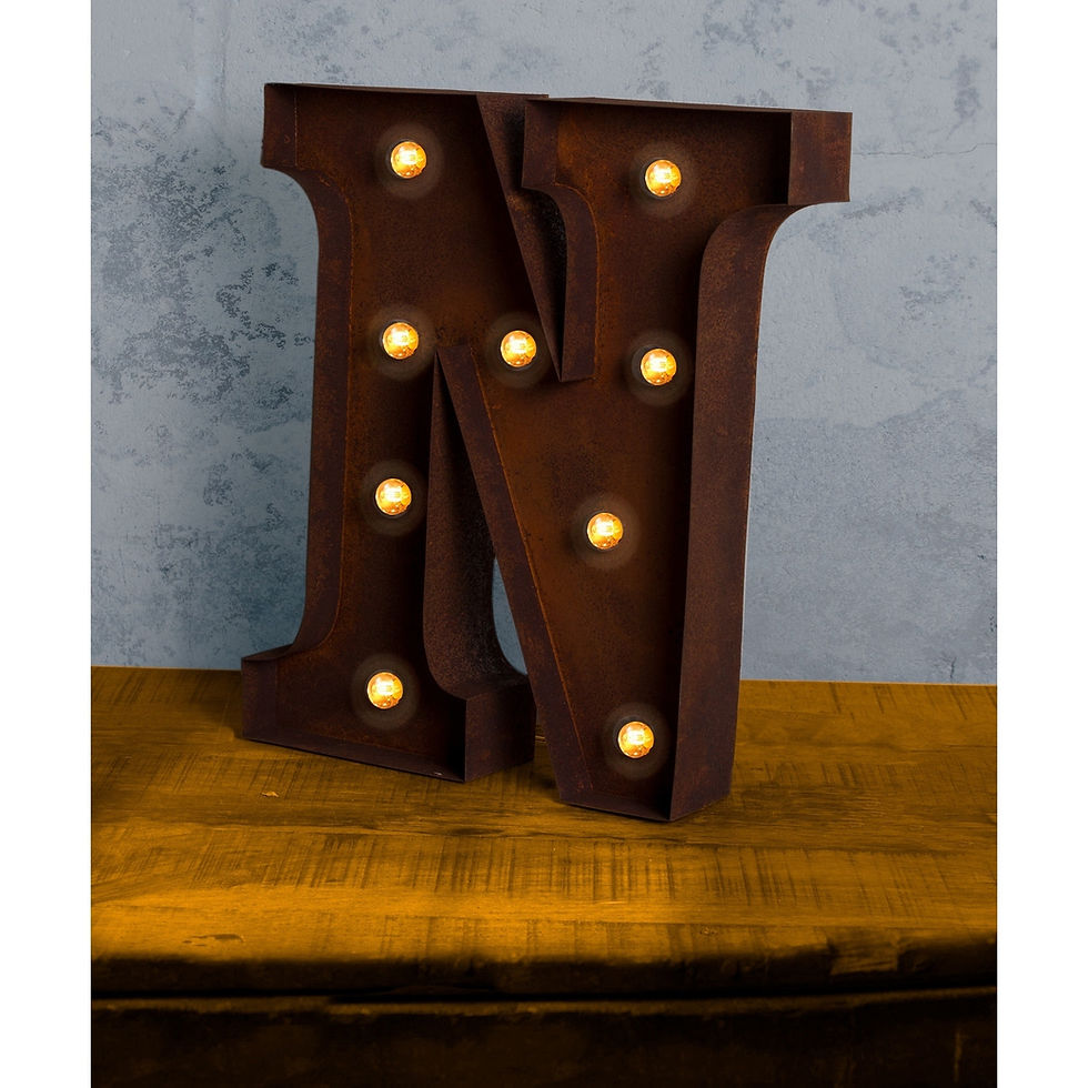 Thumbnail: Vintage Retro Lights & Signs Metal Letter "N" Light-Up Wall Art