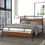 Thumbnail: Allewie Walnut Queen Size Bed Frame with Wooden Headboard,Vintage Metal Platfor