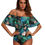 Thumbnail: CJCMALL Juniors' Swimsuit Set Vintage Floral Printed Off Shoulder Flounce Ruffl