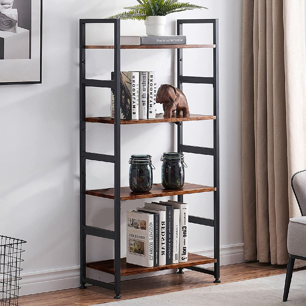 Thumbnail: Industrial Bookshelf, 4-Tier Bookcase Vintage Rustic Large Storage Rack Shelves