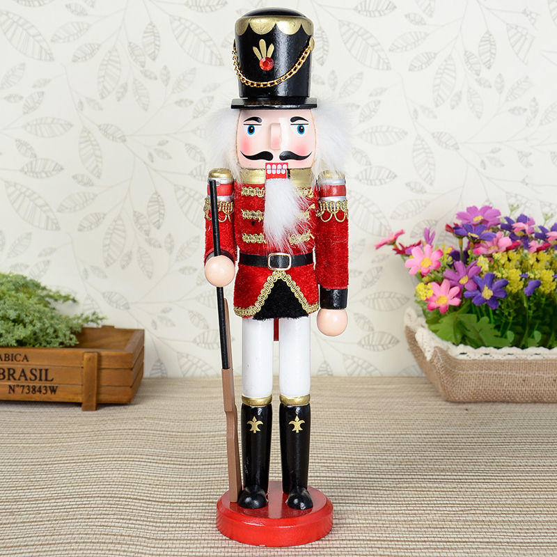 Thumbnail: 12/14/15 Inch Wooden Nutcracker Doll Soldier Vintage Handcraft Home Desktop Dec