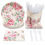 Thumbnail: Serves 24 Vintage Floral Rose Tea Party Supplies, 144PCS Plates Napkins Cups, F