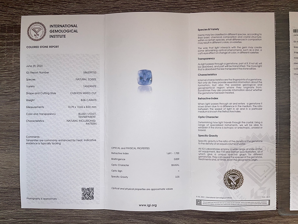 Thumbnail: 8.06Ct Natural Tanzanite (IGI Certified)