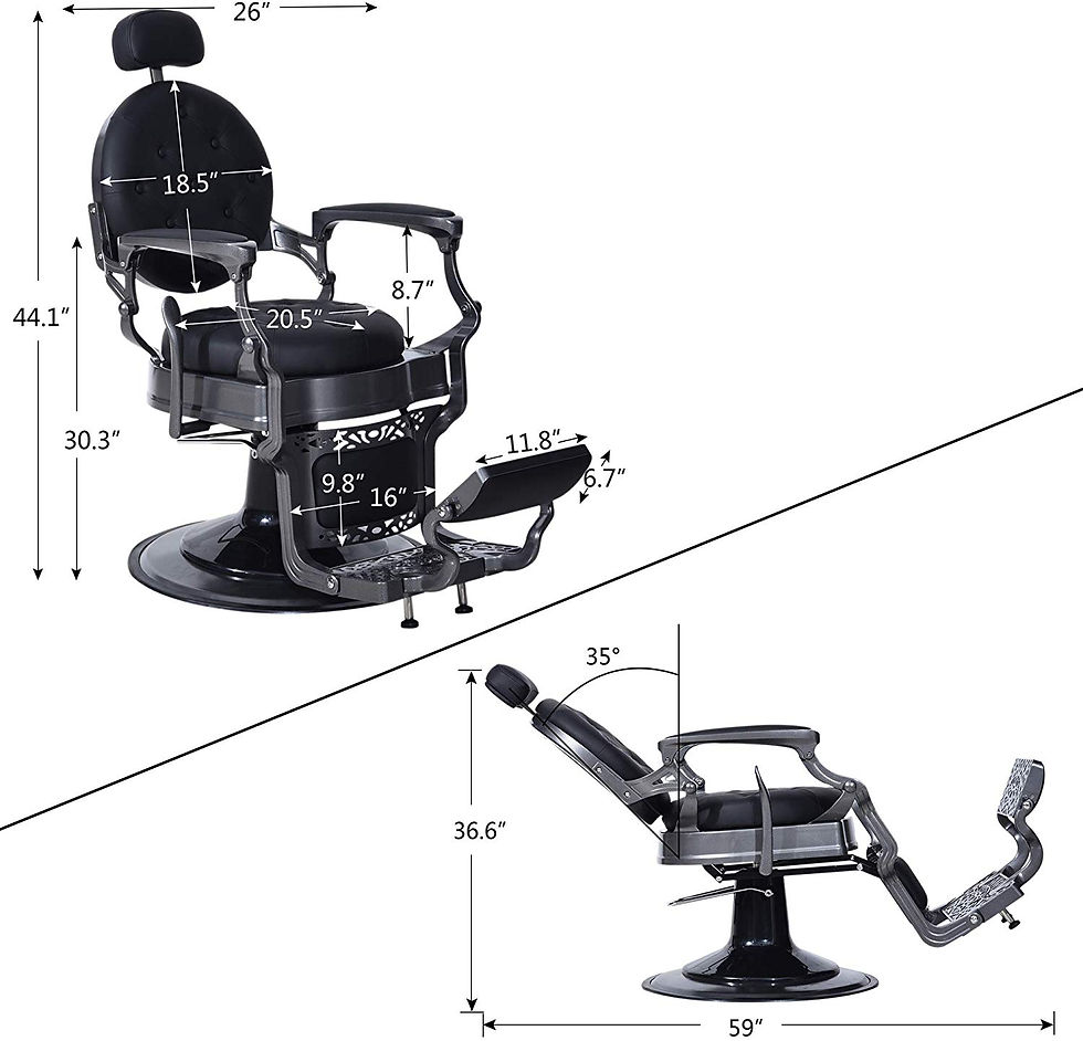 Thumbnail: BarberPub Heavy Duty Metal Vintage Barber Chair All Purpose Hydraulic Recline S