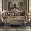 Thumbnail: ACME Dresden Chair w/1 Pillow, Bone Velvet & Gold Patina-Color:Bone Velvet & Go