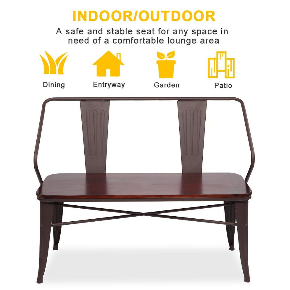 Thumbnail: Winado 45" Metal Bench w/Wood Seat, Industrial Vintage Mid-Century Dining Bench