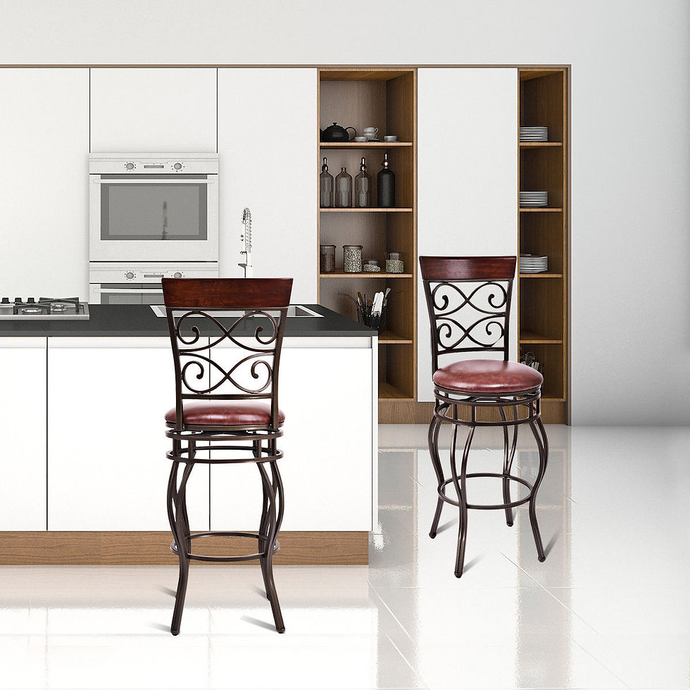 Thumbnail: Costway Set of 2 Vintage Bar Stools Swivel Padded Seat Bistro Dining Kitchen Pu