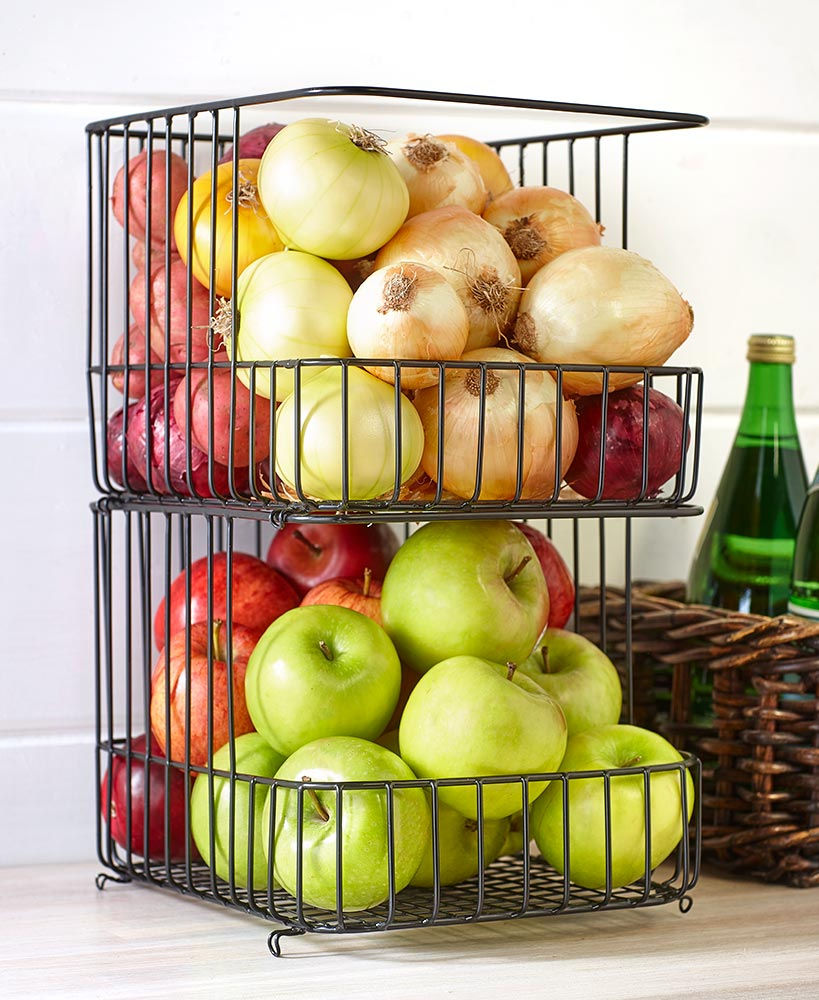 Thumbnail: Sets of 2 Stackable Wire Storage Baskets