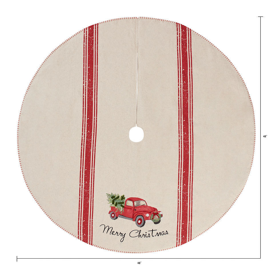 Thumbnail: Holiday Time Red Truck Linen Tree Skirt, 48" D