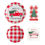 Thumbnail: Holiday Time 64 Piece Red/White Plaid Foil Embellished Red Truck Holiday Tablew