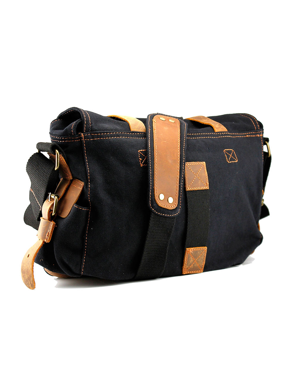 Thumbnail: Men's Vintage Canvas and Leather Satchel School Military Shoulder Bag Messenger