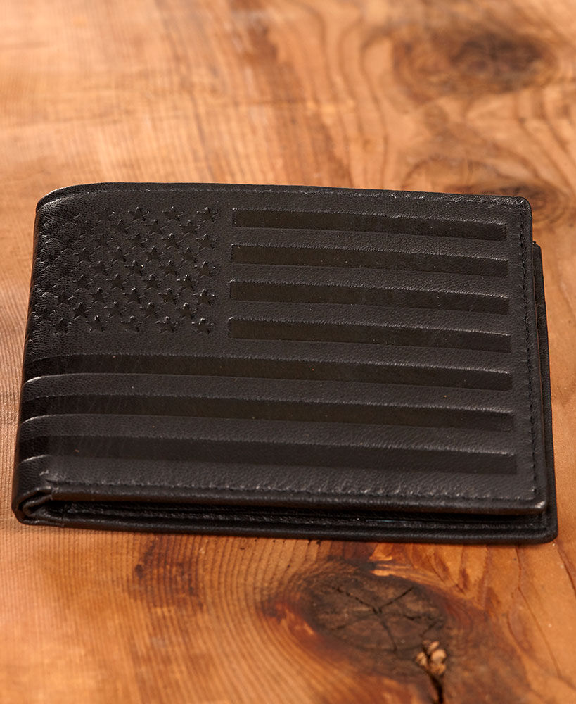 Thumbnail: Men's American Flag Embossed Leather Wallets