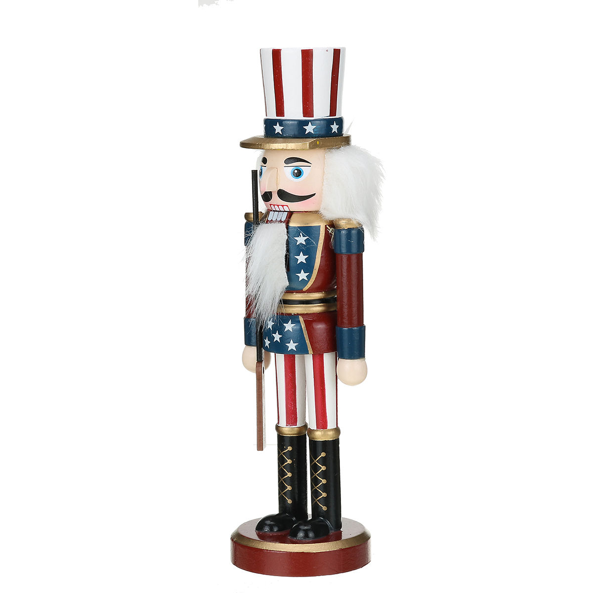 12/14/15 Inch Wooden Nutcracker Doll Soldier Vintage Handcraft Home Desktop Dec