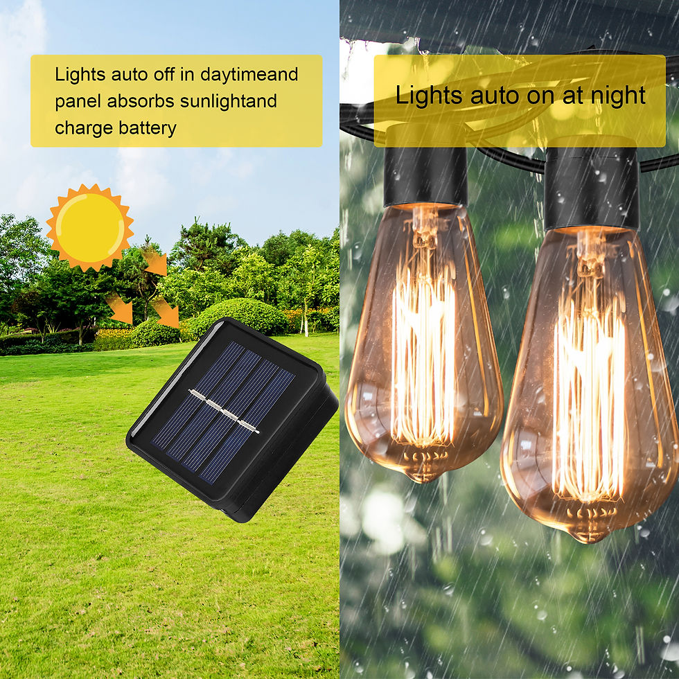 Thumbnail: 26ft Solar String Lights Outdoor Hanging with 20 Vintage Edison Shatterproof Bu