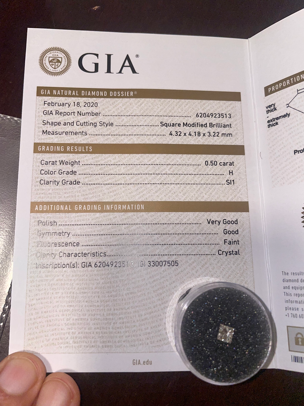 Thumbnail: GIA Square Modified Brilliant 0.50 Ct H Color SI1 Loose Natural Diamond
