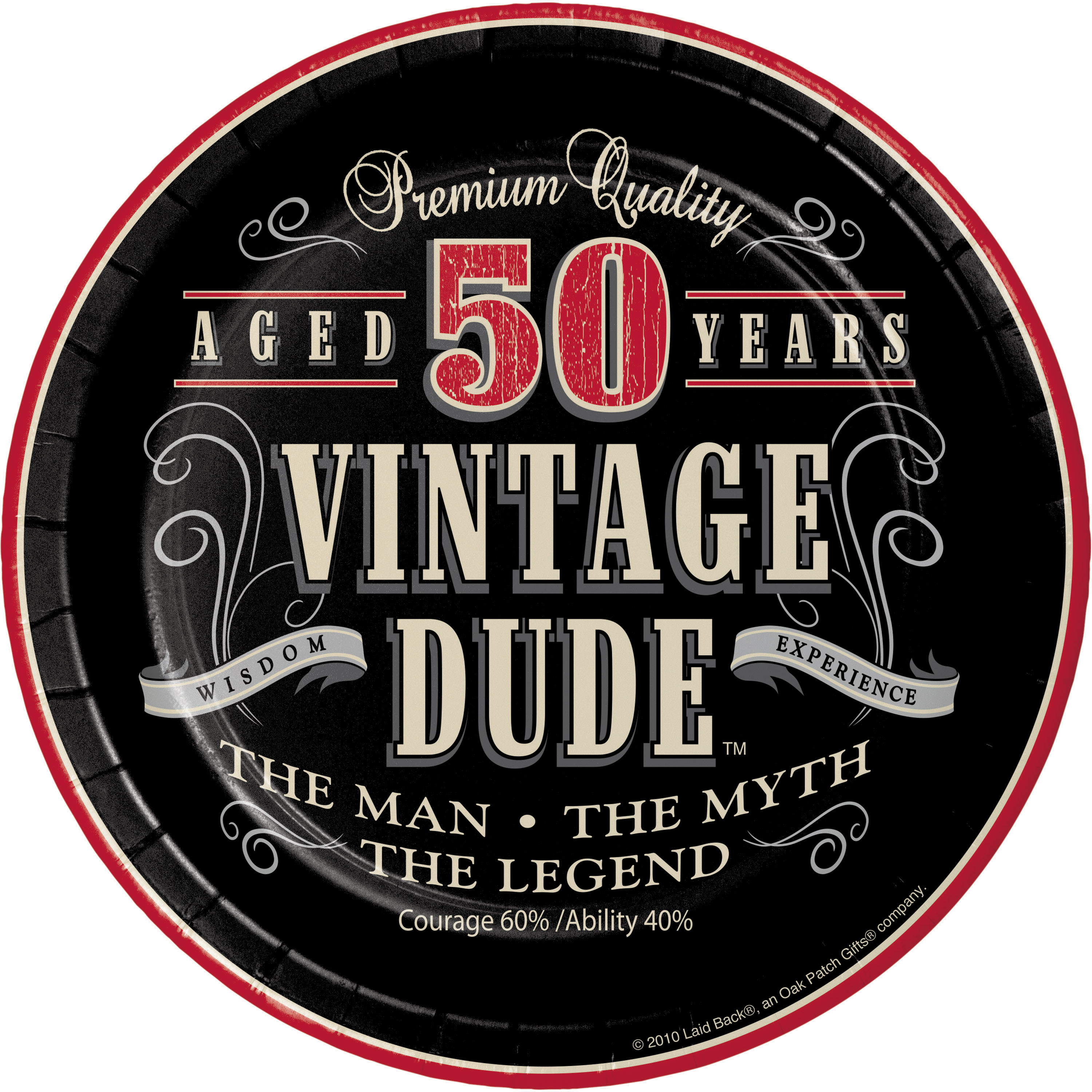 Vintage Dude 50th Birthday Round Paper Dessert Plates 24 Count for 24 Guests