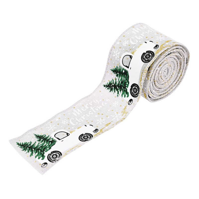 Thumbnail: 16.4ft Christmas Wired Burlap Ribbon Vintage Truck for Christmas Tree Crafts Fl