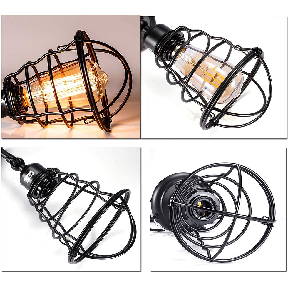 Thumbnail: 2 Packs Metal Cage Wall Light, 240° Adjustable Vintage Industrial Wall Lamps P