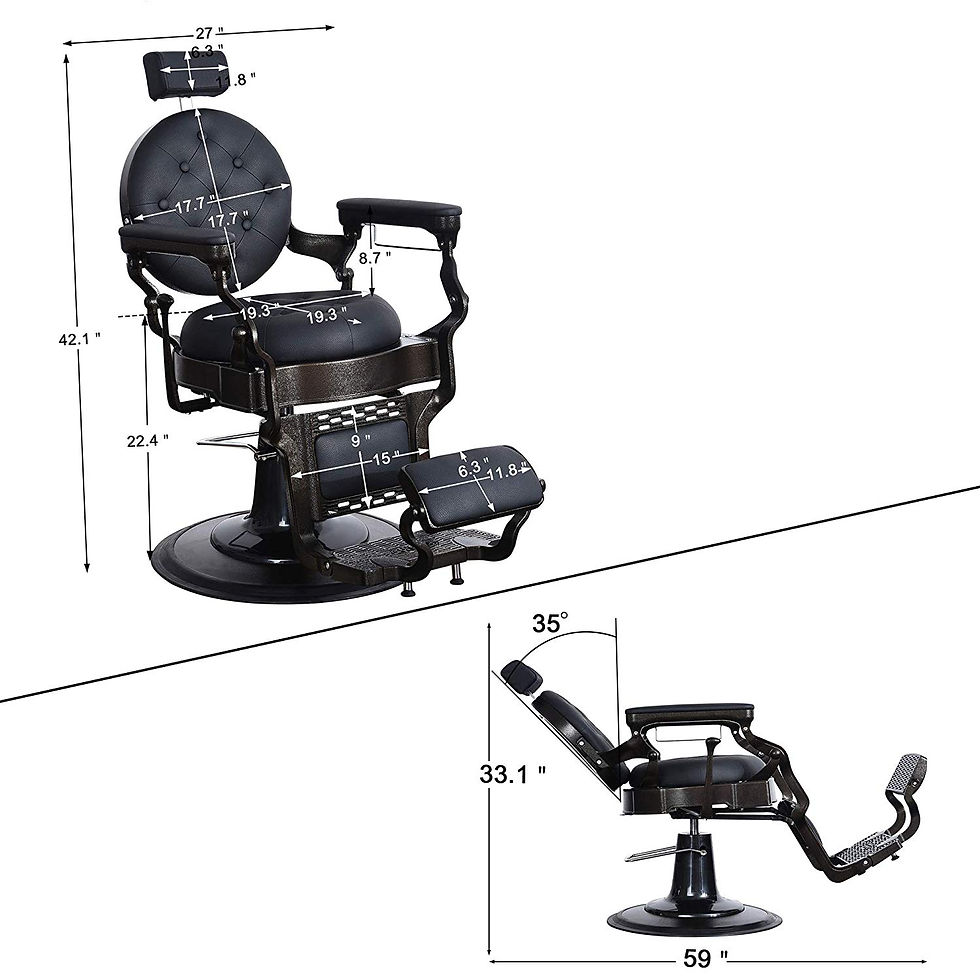 Thumbnail: BarberPub Vintage Barber Chair Heavy Duty Metal Frame All Purpose Hydraulic Rec