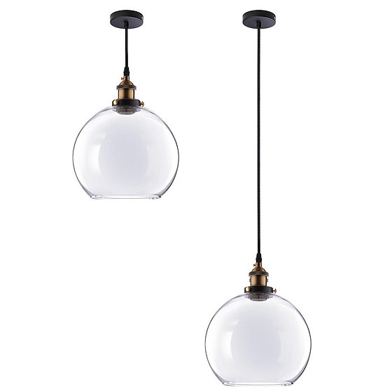 Vintage Industrial 9.8" Ball Shape Glass Ceiling Light Pendant