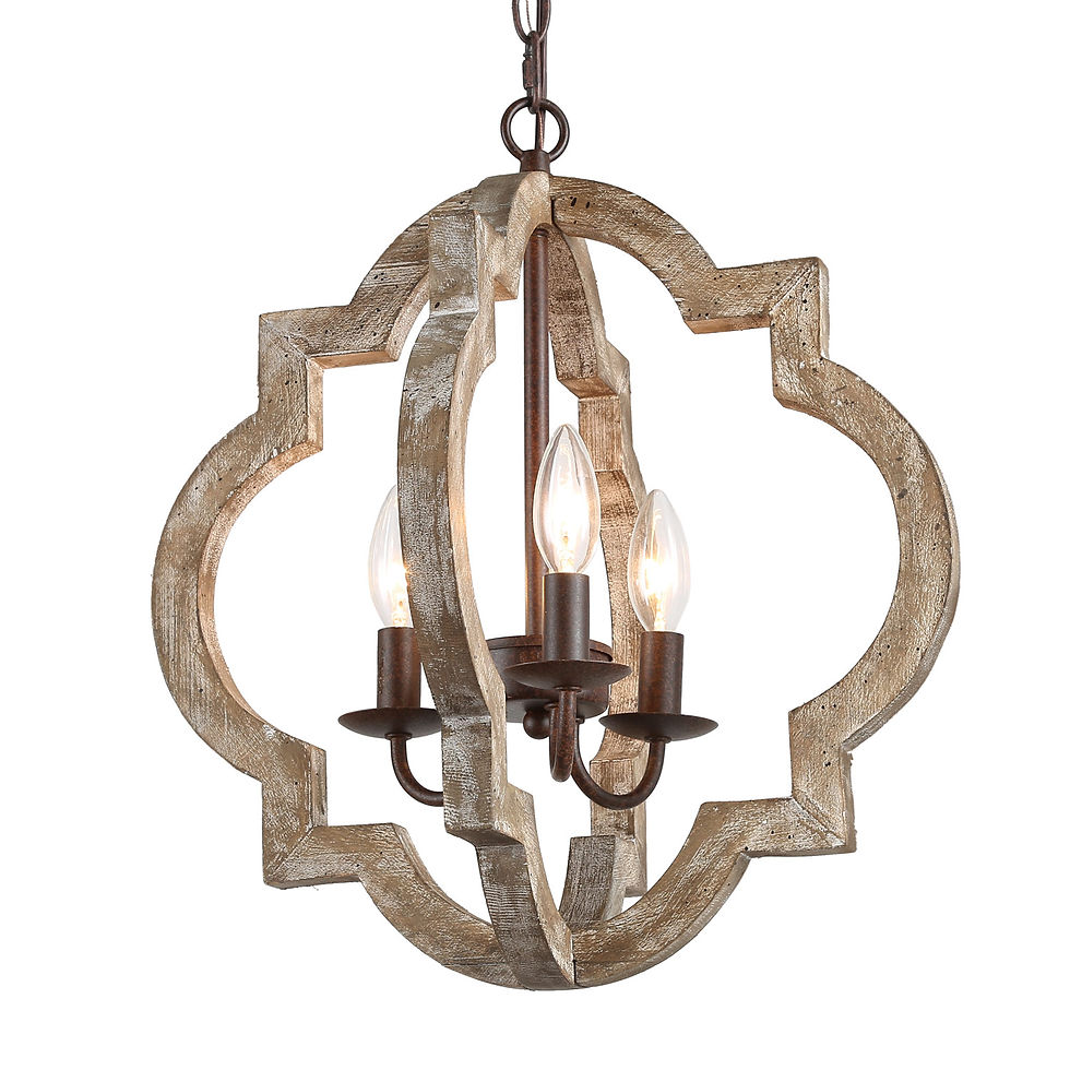 Thumbnail: LNC Farmhouse Rustic Chandeliers 3-Lights Adjustable Height Wood Vintage Pendan