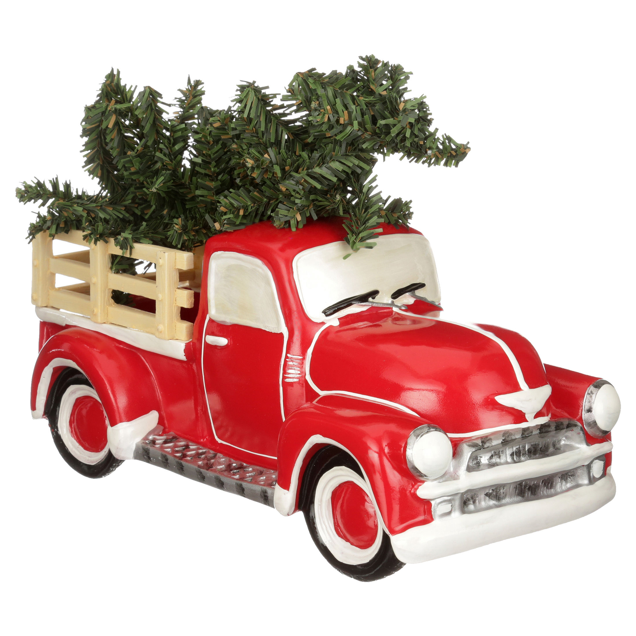 Holiday Time Antique Red Truck with Christmas Tree Table Top Christmas Decorati