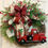Thumbnail: Novobey Red Truck Christmas Wreath for Front Door, 11.8'' Truck Wreath, Vintage
