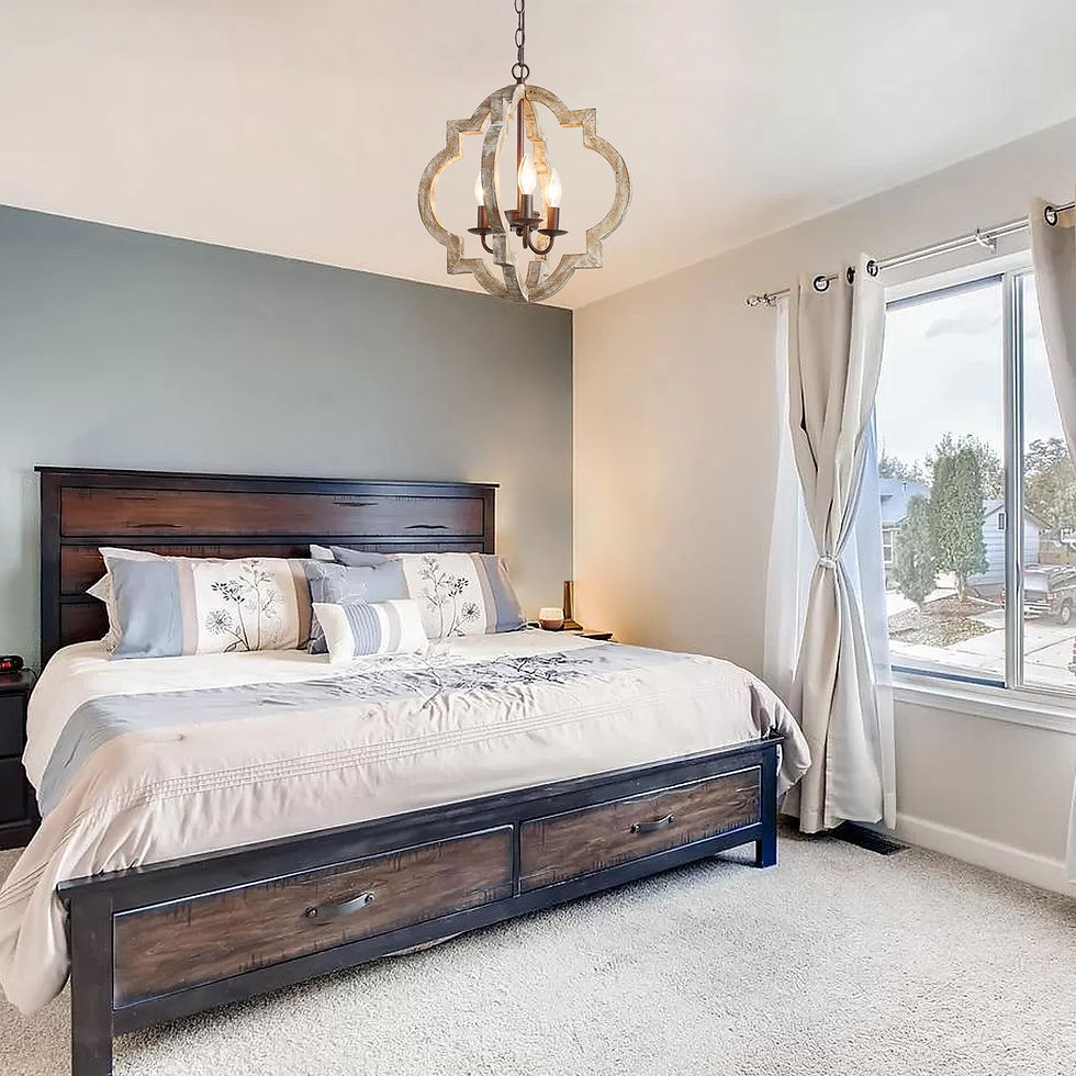 Thumbnail: LNC Farmhouse Rustic Chandeliers 3-Lights Adjustable Height Wood Vintage Pendan