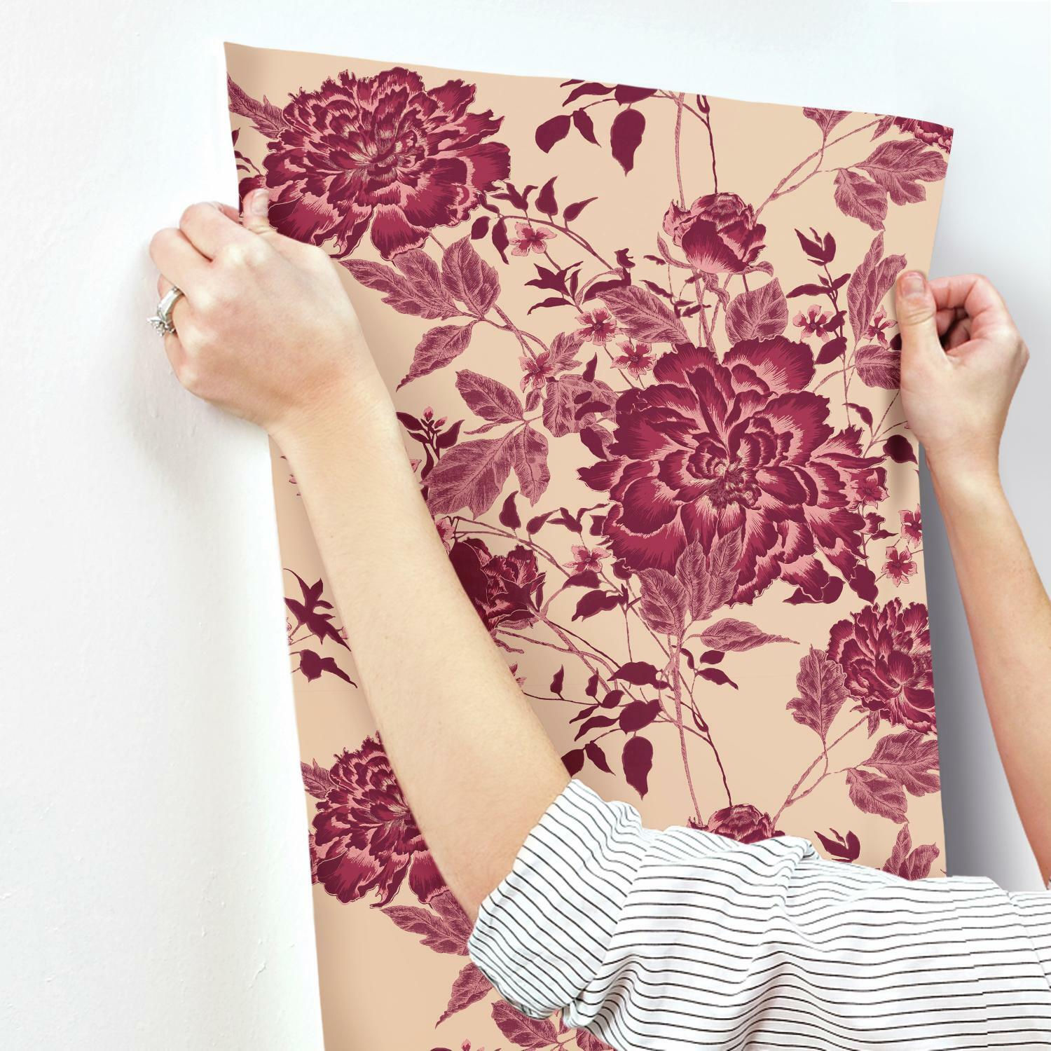 Vintage Floral Red Peel & Stick Wallpaper by Drew Barrymore Flower Home