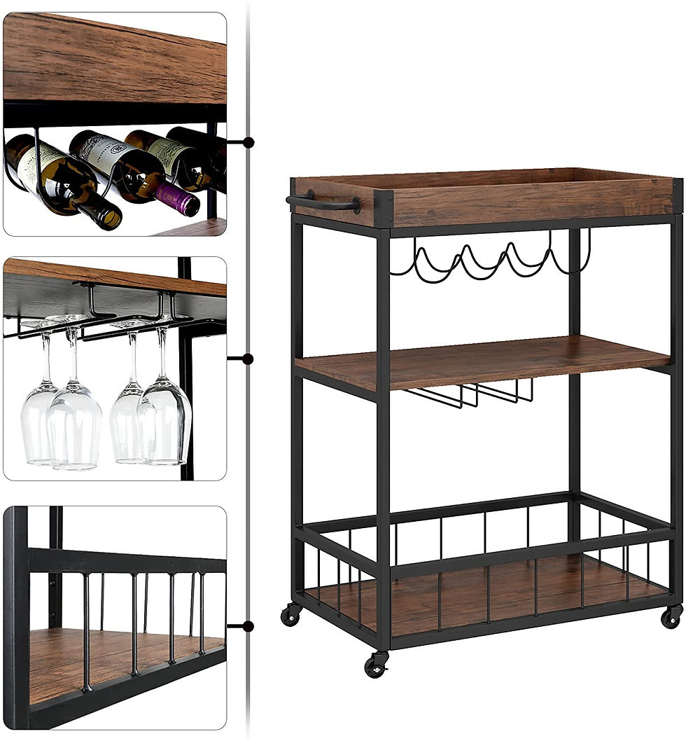 Thumbnail: CINAK Kitchen Bar Cart with Wooden Top, Mobile Wood Metal Kitchen Serving Cart 