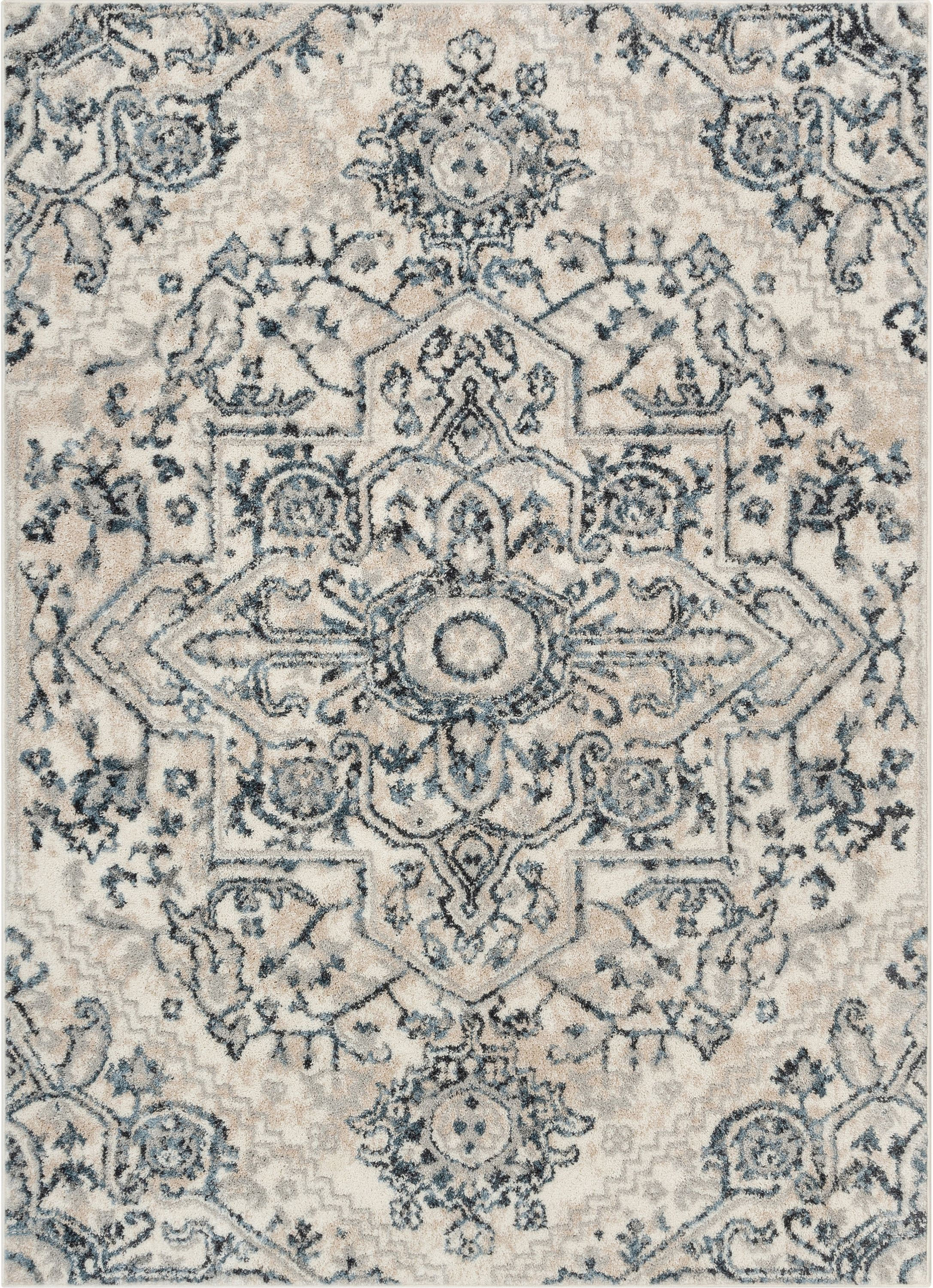 Well Woven Malfi Carpi Blue Vintage Bohemian Medallion 7'10" x 10'6" Distressed