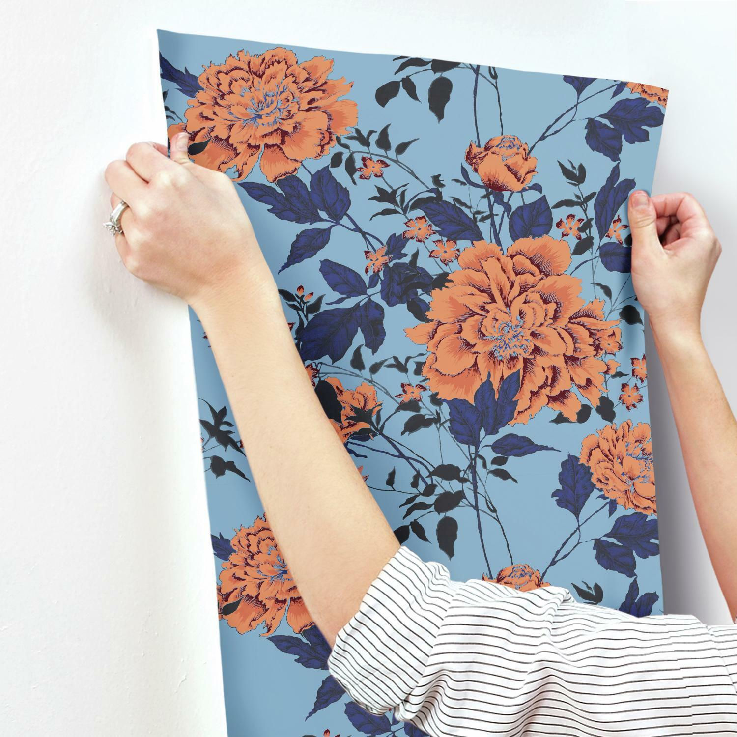 Vintage Floral Orange Peel & Stick Wallpaper by Drew Barrymore Flower Home