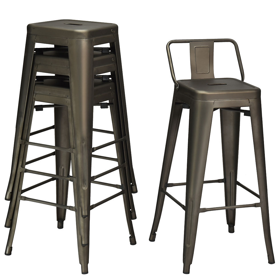 Thumbnail: Costway Set of 4 Metal Bar Stools 30'' Bar Height Barstools Industrial W/ Low B