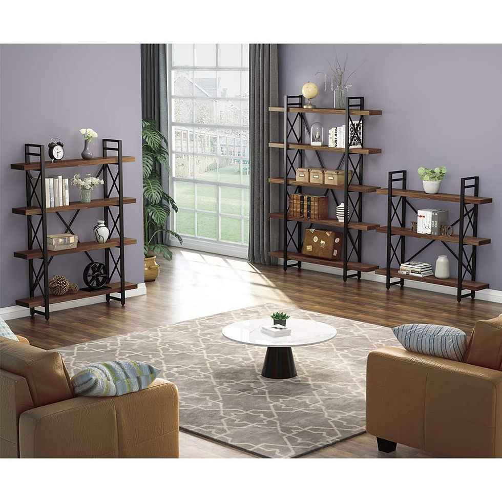 Thumbnail: LITTLE TREE Solid Wood 5 Shelf Industrial Style Bookcase and Book Shelves, Meta