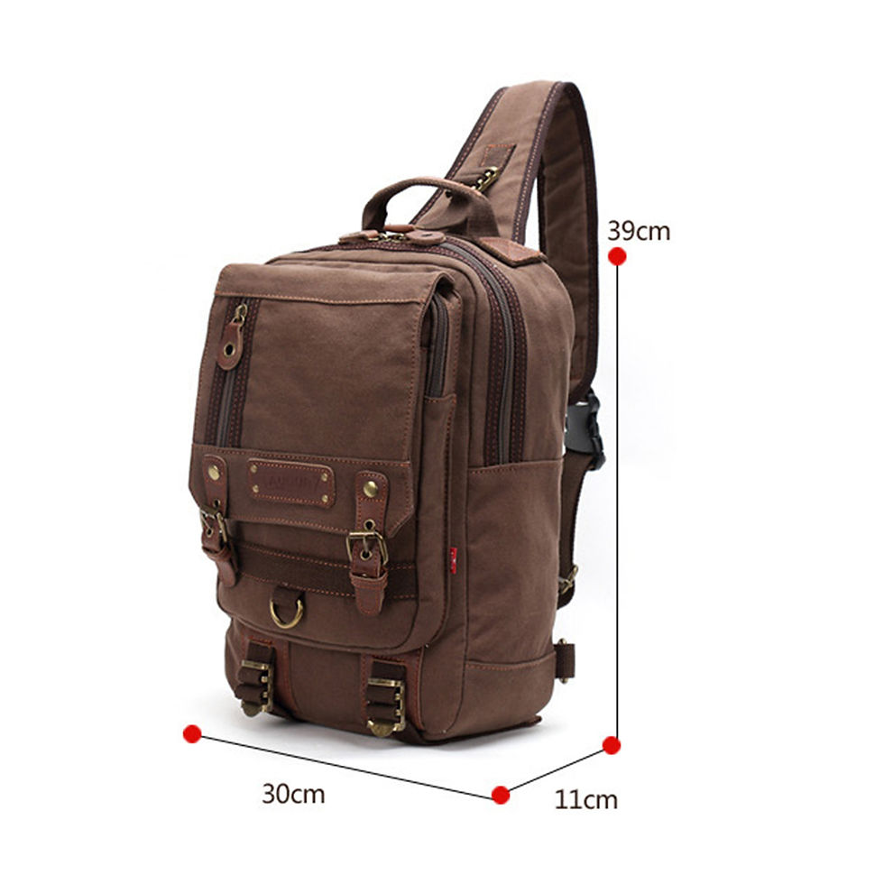 Thumbnail: Sling Bag Crossbody Shoulder Chest Rucksack Vintage Urban Outdoor Travel Backpa